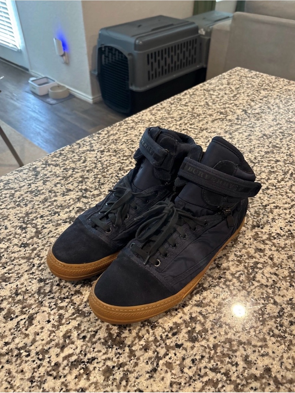 Burberry Navy High-Top Sneakers - Picture 2 of 6